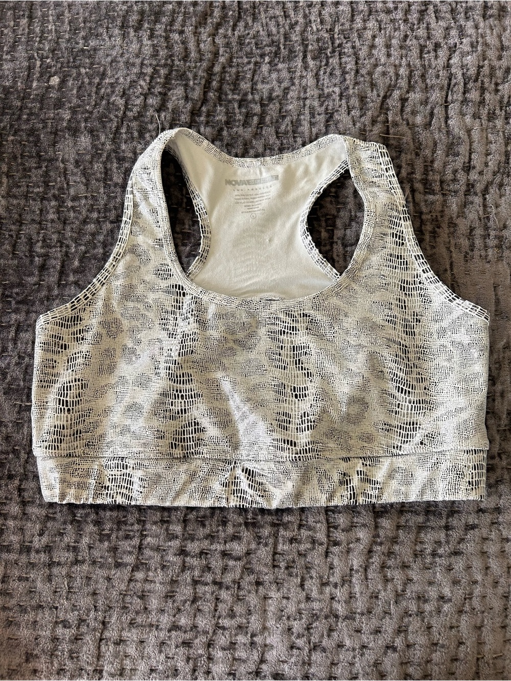 Silver Metallic Pattern Racerback Sports Bra